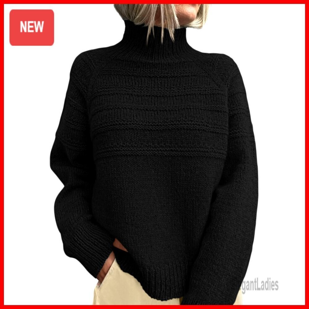 Chunky Knit Mock Neck Pullover Sweater Women's Fall Winter Long Sleeve